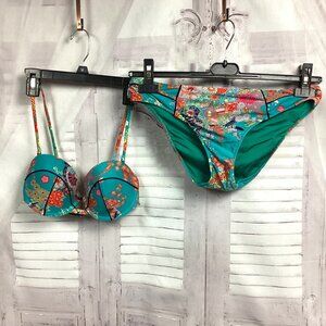 Nanette Lepore Bikini Blue Floral Print S
